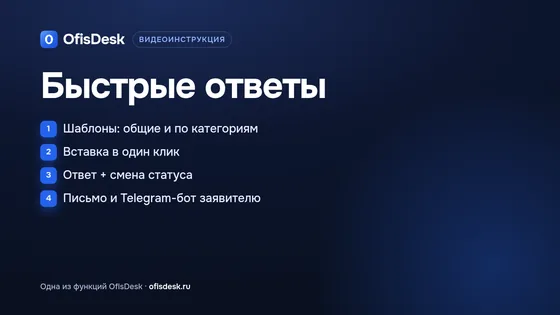 Быстрые ответы агентам в OfisDesk: постер ролика